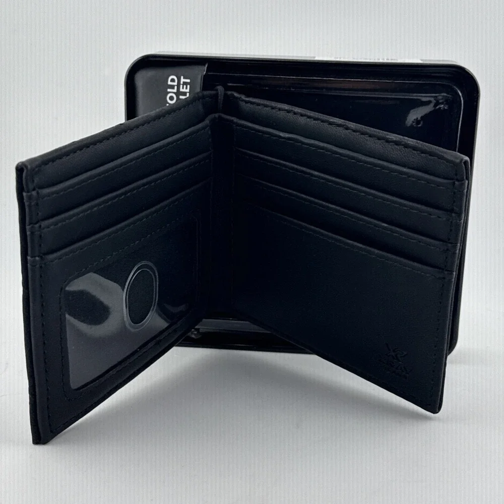 XRAY JEANS Mens Black Bifold Wallet Logo Pattern Credit Card XRMW-02